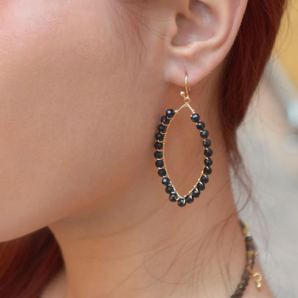 Black Onyx Tear Drop Golden Loop Earrings sold by Barse product image thumbnail 2