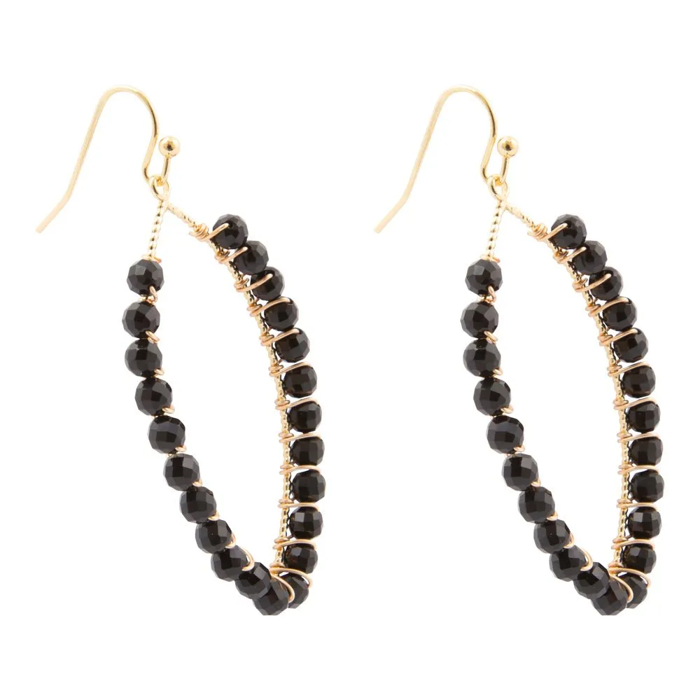 Black Onyx Tear Drop Golden Loop Earrings sold by Barse product image thumbnail 4