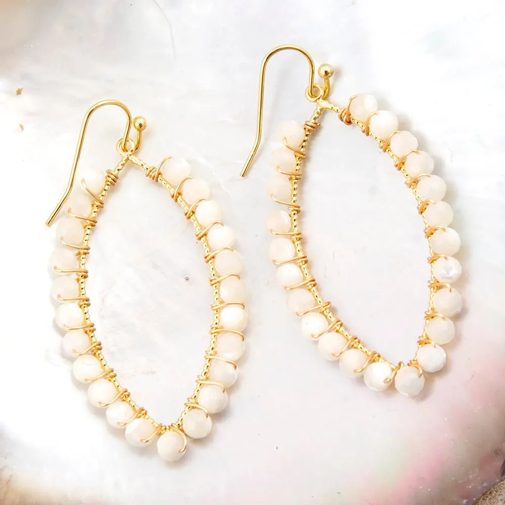 White Mother of Pearl Tear Drop Golden Loop Earrings sold by Barse product image thumbnail 3