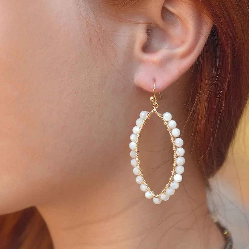 White Mother of Pearl Tear Drop Golden Loop Earrings sold by Barse product image thumbnail 2