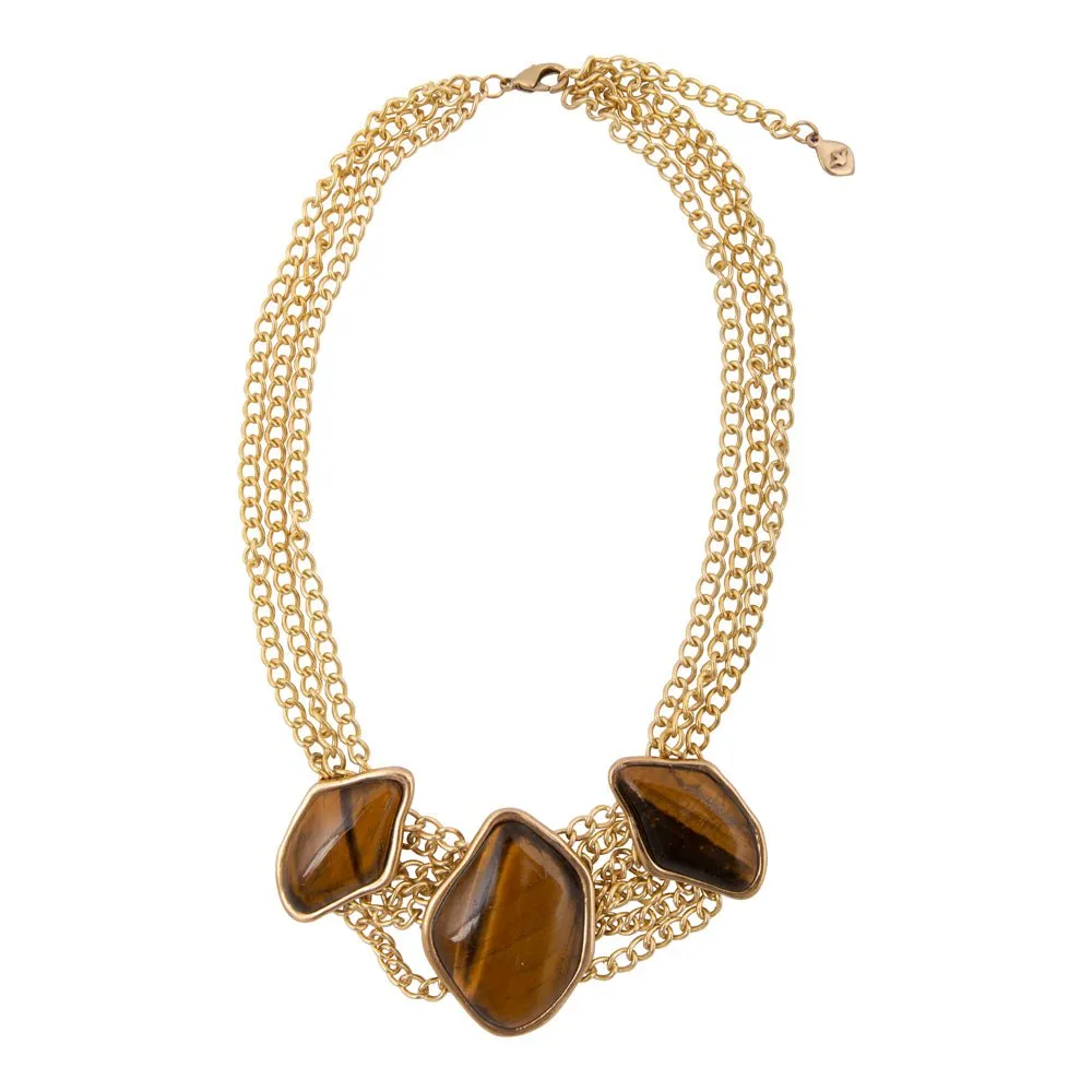 Abstract Brown Tiger's Eye Golden Statement Necklace sold by Barse product image thumbnail 5