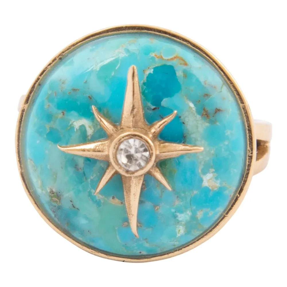 Celestial Blue Turquoise Golden Statement Ring sold by Barse product image thumbnail 4