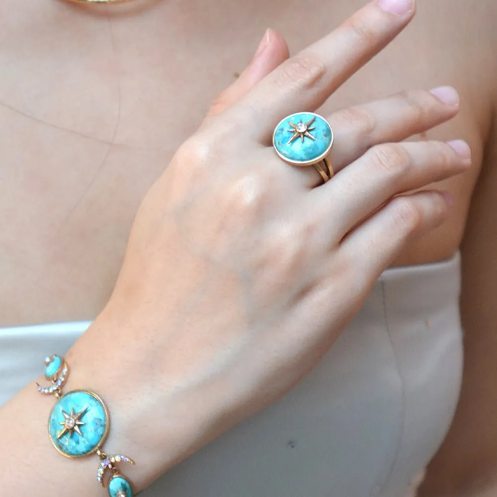 Celestial Blue Turquoise Golden Statement Ring sold by Barse product image thumbnail 2