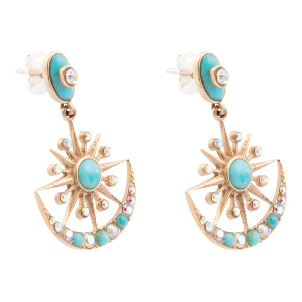 Celestial Star Blue Turquoise Golden Drop Earrings sold by Barse product image thumbnail 4