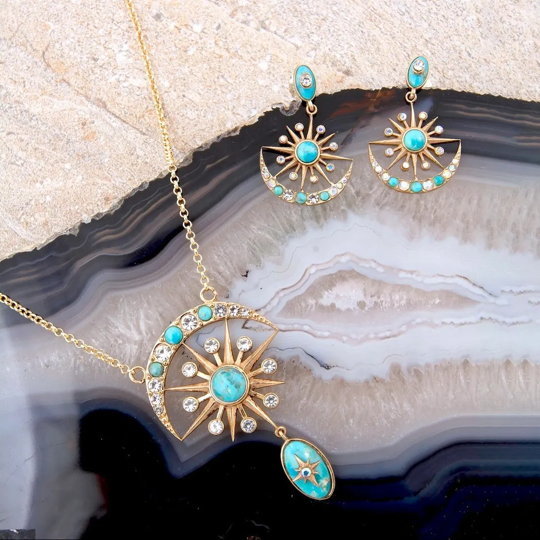 Celestial Star Blue Turquoise Golden Drop Earrings sold by Barse product image thumbnail 5