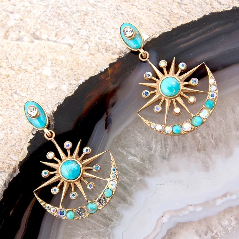 Celestial Star Blue Turquoise Golden Drop Earrings sold by Barse product image thumbnail 3