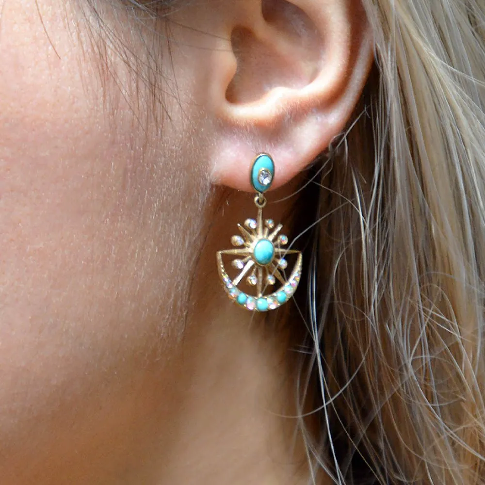 Celestial Star Blue Turquoise Golden Drop Earrings sold by Barse product image thumbnail 2