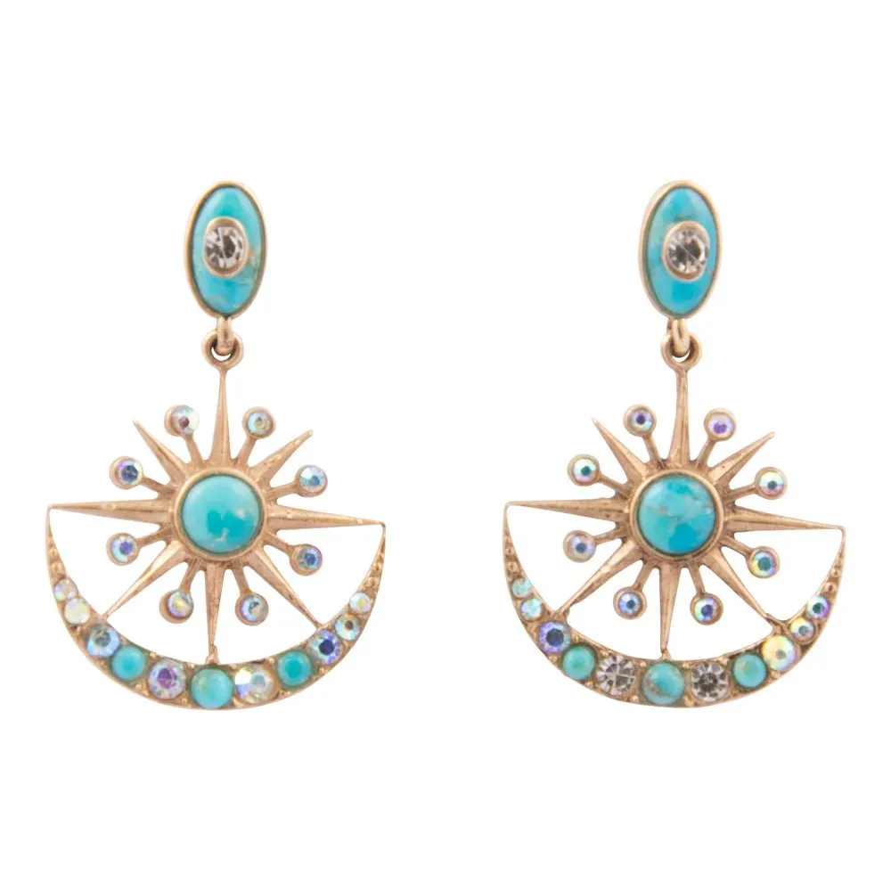 Celestial Star Blue Turquoise Golden Drop Earrings sold by Barse