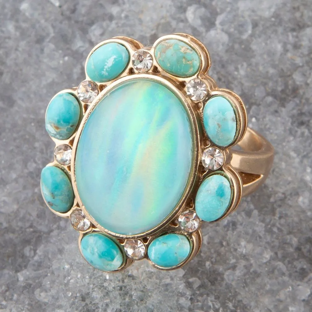 Aurora Blue Opal Golden Statement Ring sold by Barse product image thumbnail 3