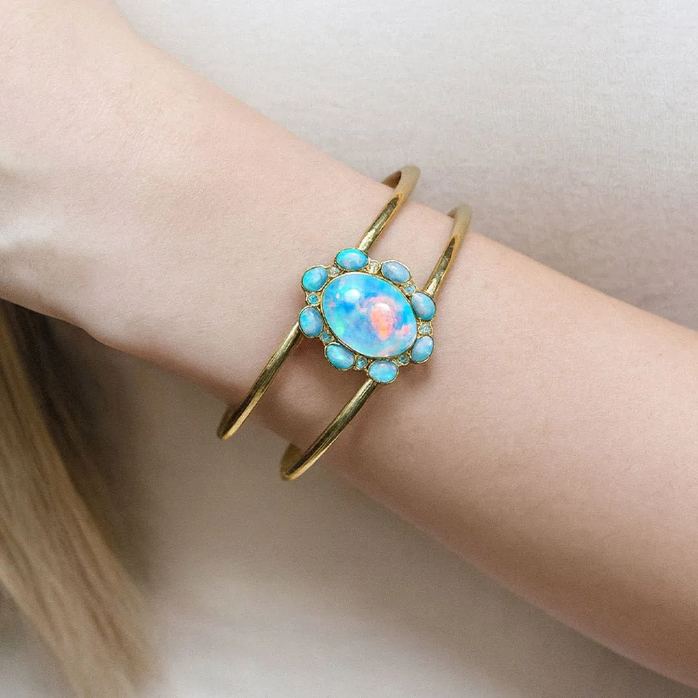 Aurora Blue Opal Golden Cuff Bracelet sold by Barse product image thumbnail 2