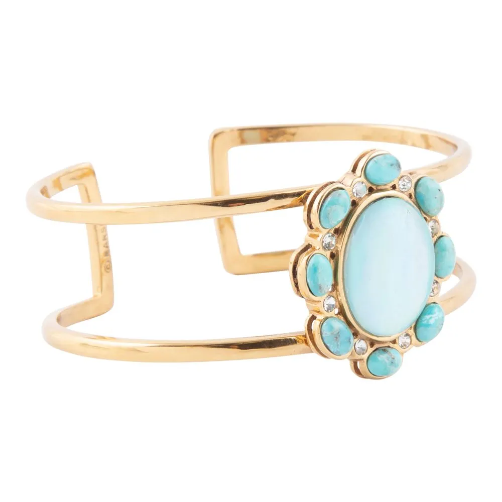 Aurora Blue Opal Golden Cuff Bracelet sold by Barse