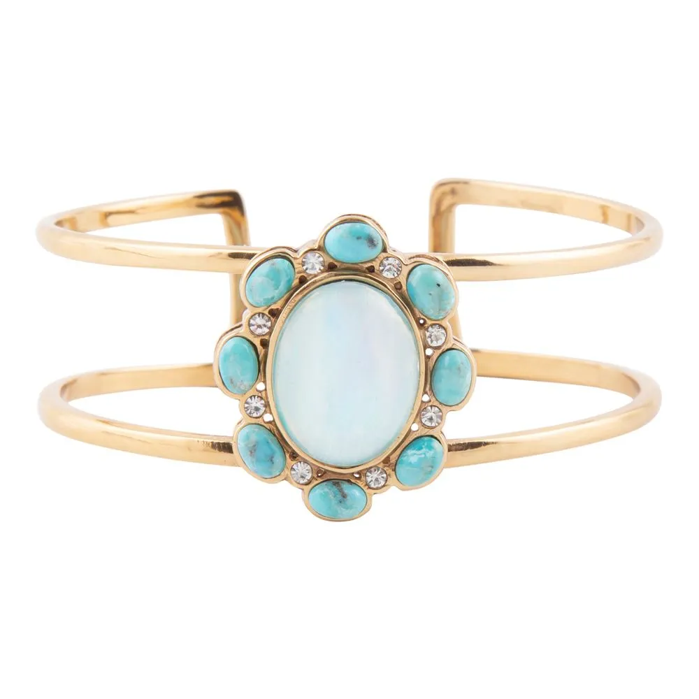 Aurora Blue Opal Golden Cuff Bracelet sold by Barse product image thumbnail 4