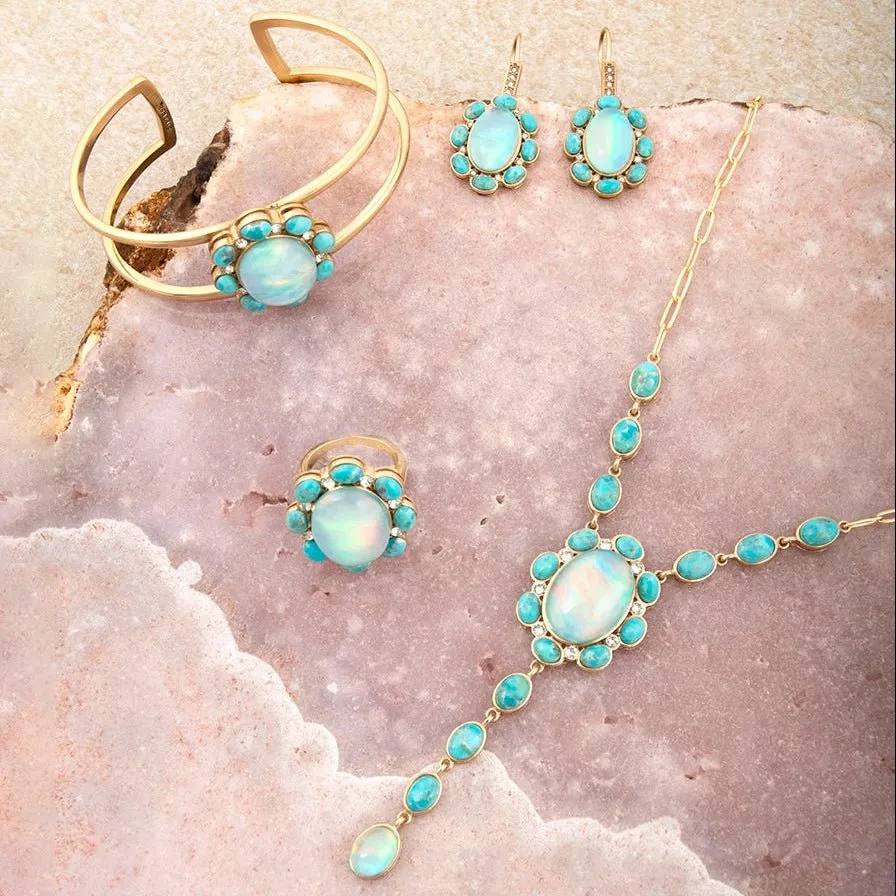 Aurora Blue Opal Golden Cuff Bracelet sold by Barse product image thumbnail 5