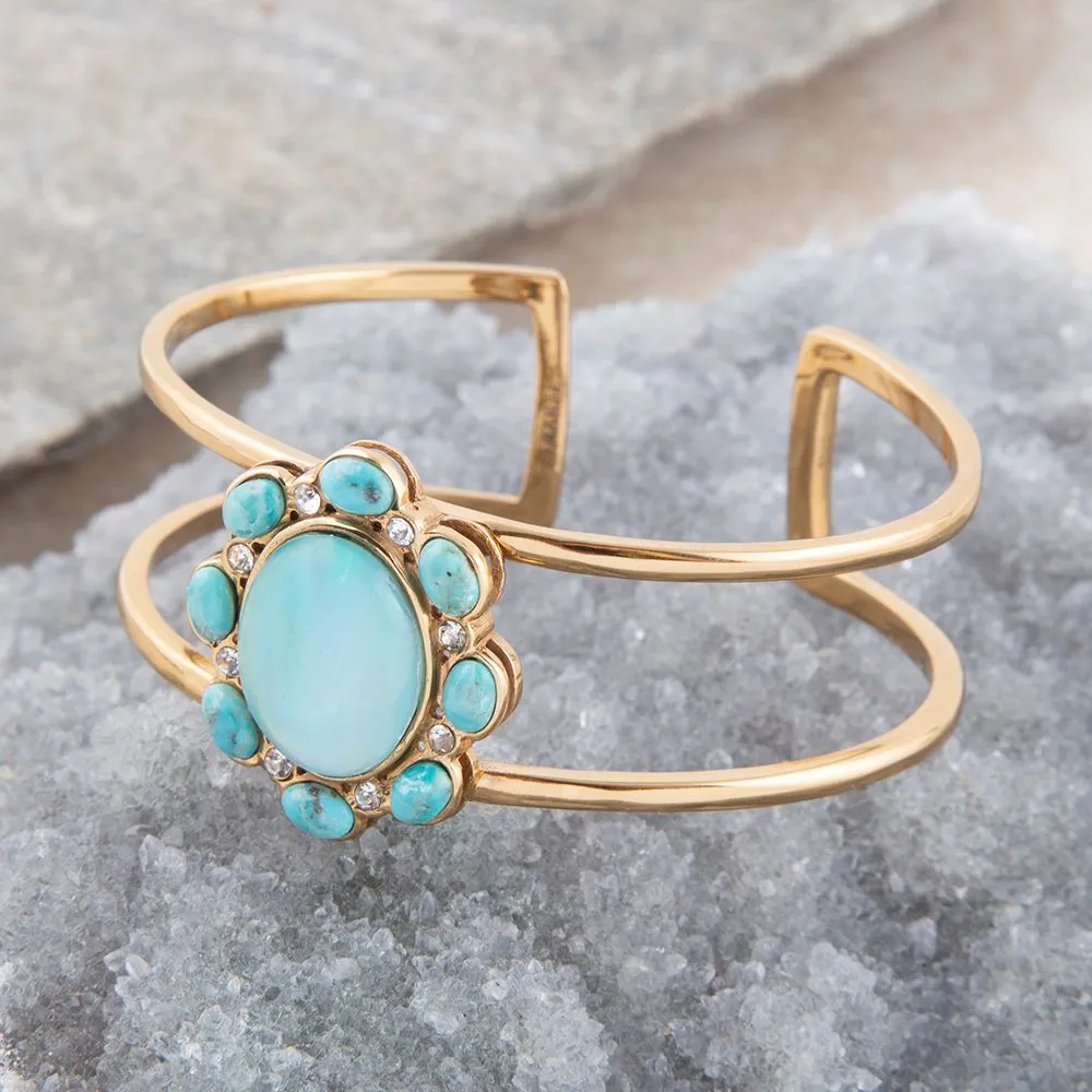 Aurora Blue Opal Golden Cuff Bracelet sold by Barse product image thumbnail 3