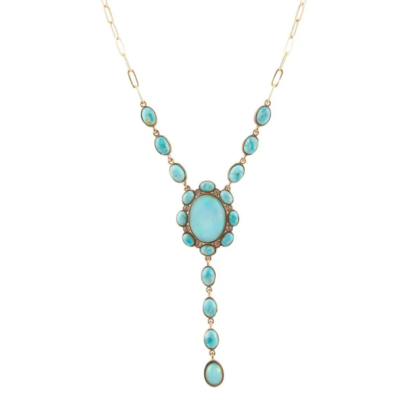 Aurora Blue Opal Golden Y Necklace sold by Barse