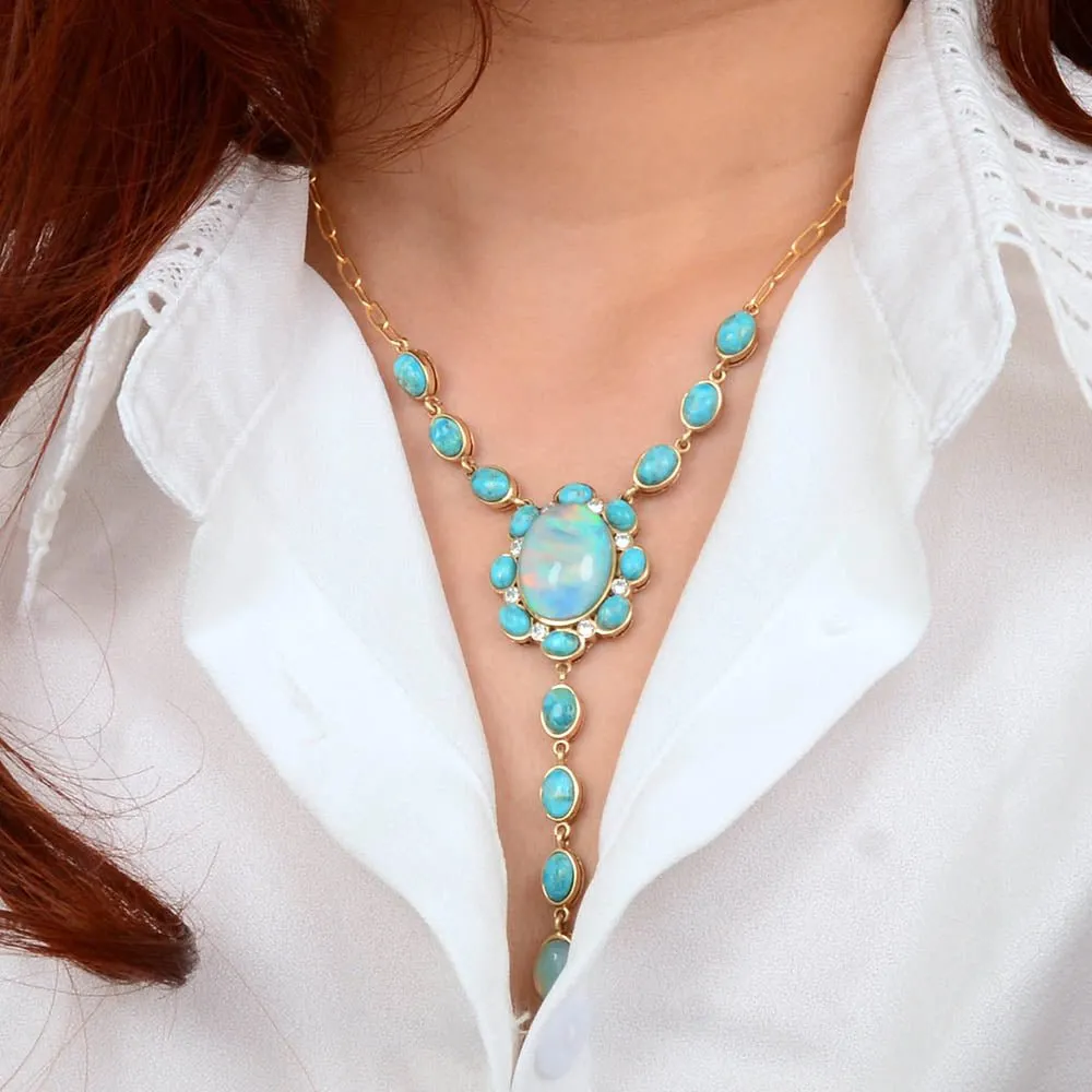 Aurora Blue Opal Golden Y Necklace sold by Barse product image thumbnail 2
