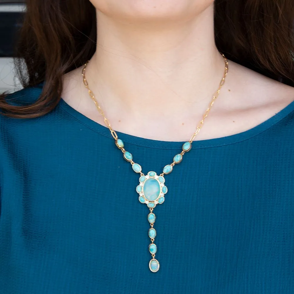 Aurora Blue Opal Golden Y Necklace sold by Barse product image thumbnail 5