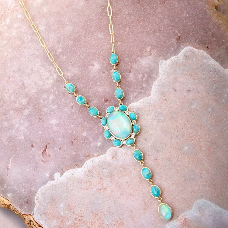 Aurora Blue Opal Golden Y Necklace sold by Barse product image thumbnail 3