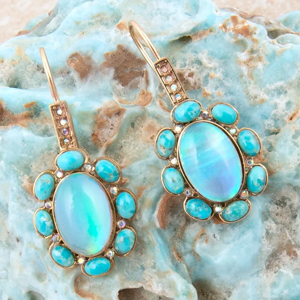Aurora Blue Opal Golden Drop Earrings sold by Barse product image thumbnail 3