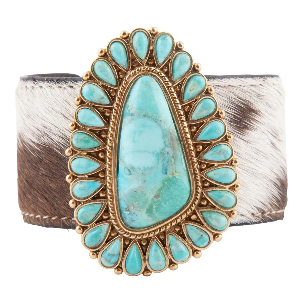 Cowgirl Up Turquoise and Cowhide Cuff Bracelet sold by Barse product image thumbnail 3