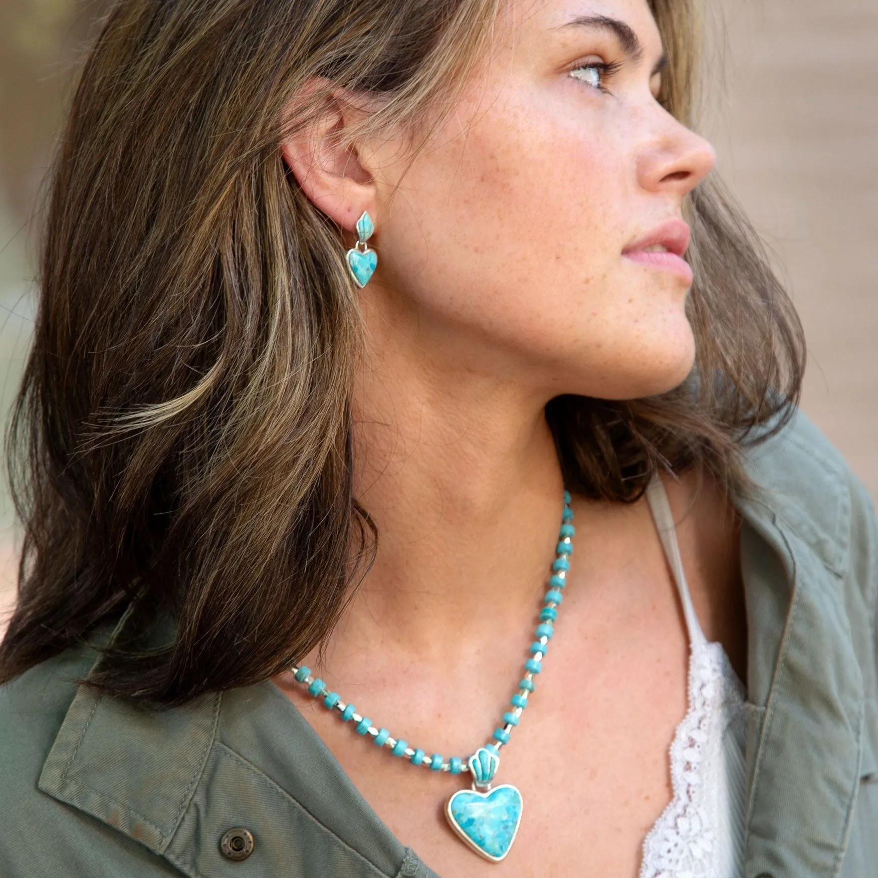 Blue Turquoise Heart Sterling Silver Pendant Necklace sold by Barse product image thumbnail 2