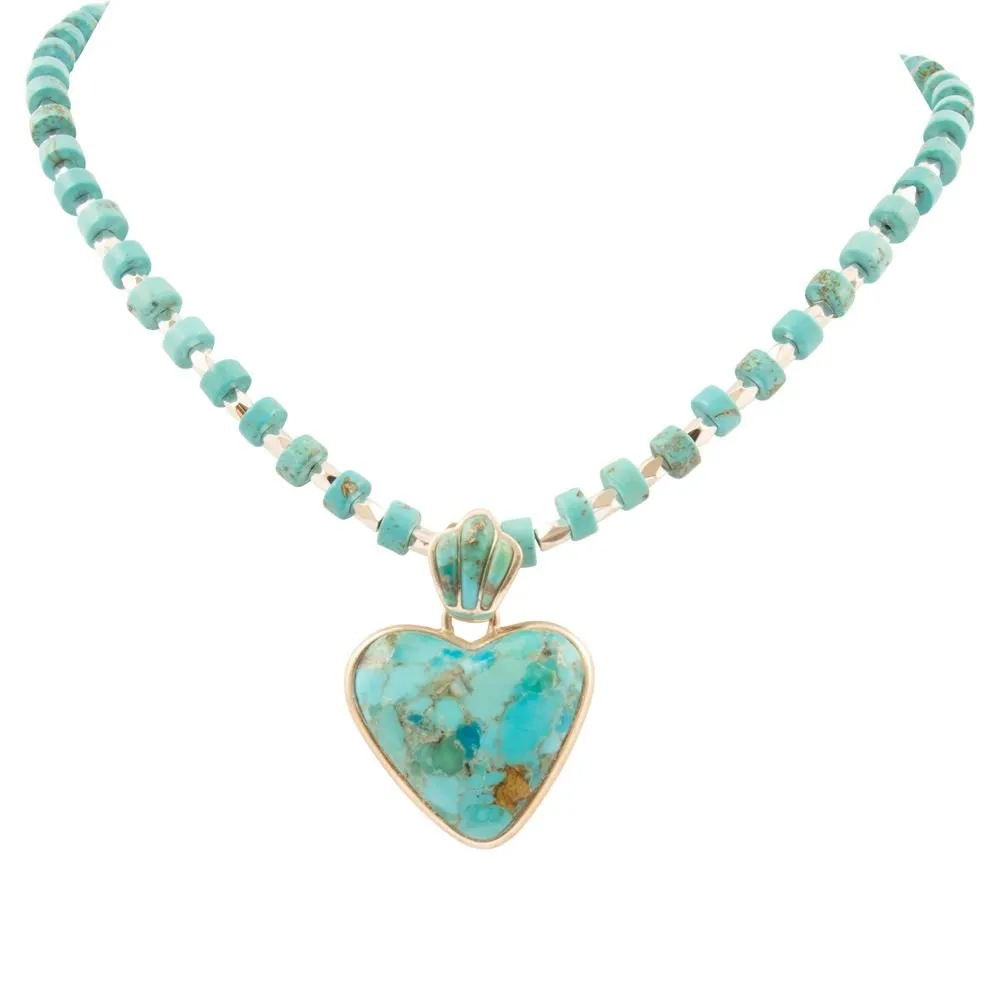 Blue Turquoise Heart Sterling Silver Pendant Necklace sold by Barse