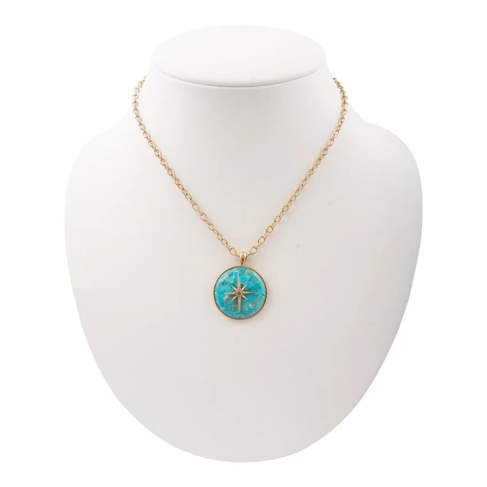 Celestial Blue Turquoise Golden Pendant Necklace sold by Barse product image thumbnail 5