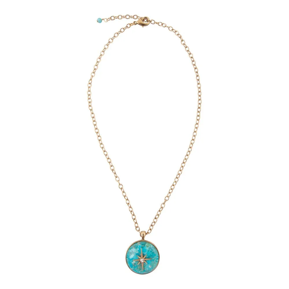 Celestial Blue Turquoise Golden Pendant Necklace sold by Barse product image thumbnail 4