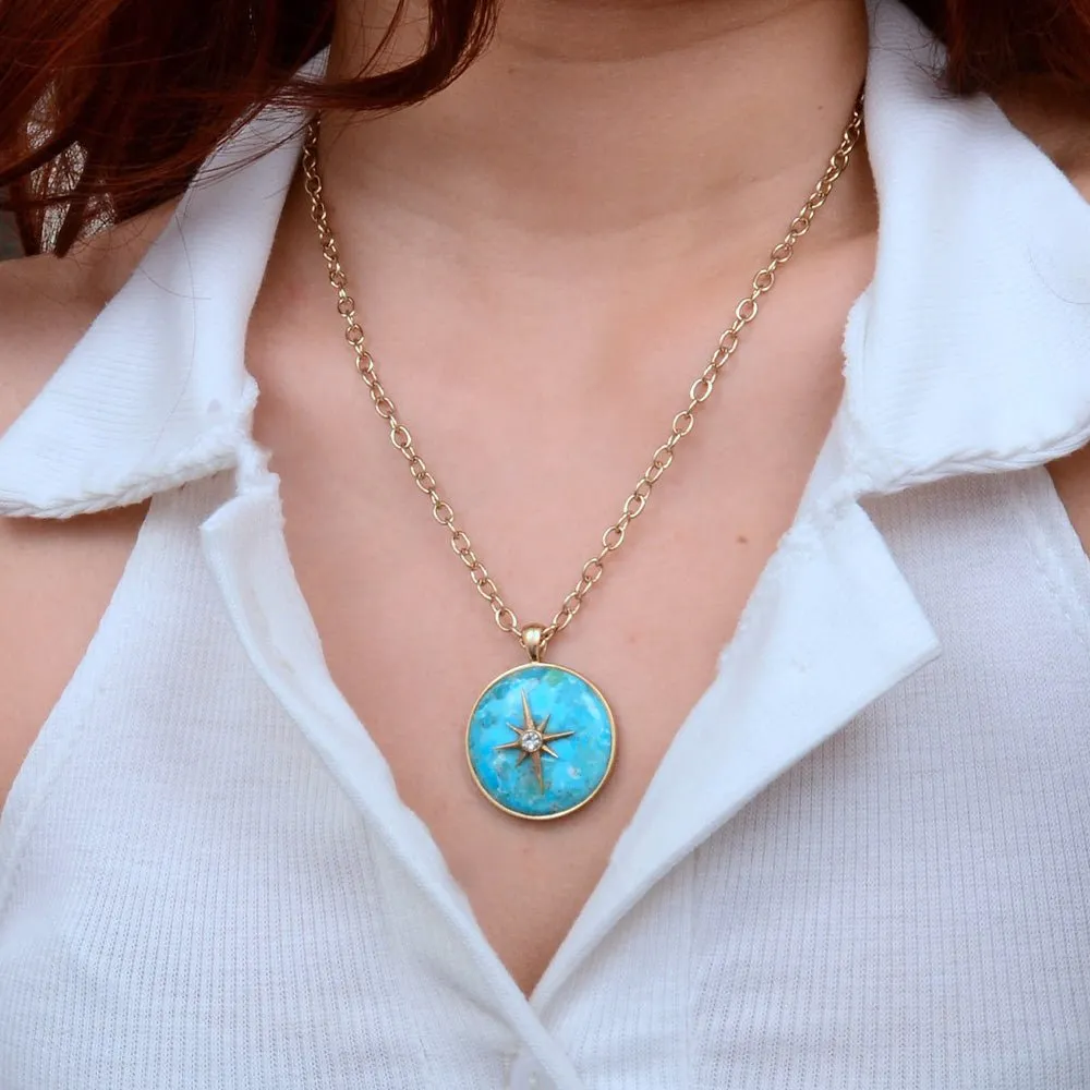 Celestial Blue Turquoise Golden Pendant Necklace sold by Barse product image thumbnail 2