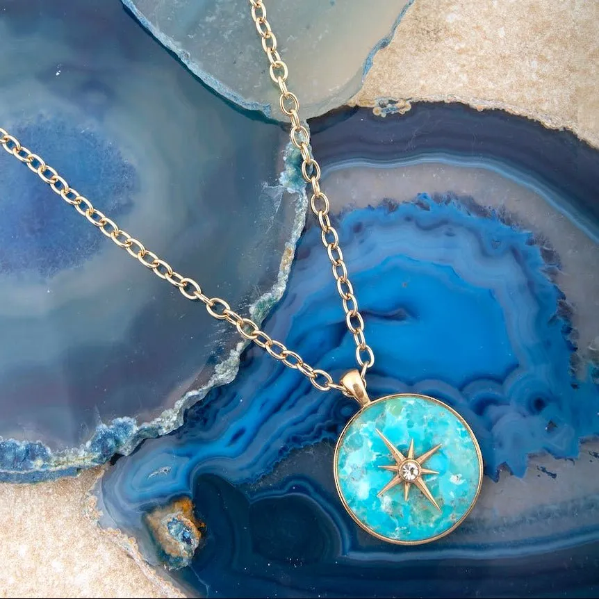 Celestial Blue Turquoise Golden Pendant Necklace sold by Barse product image thumbnail 3