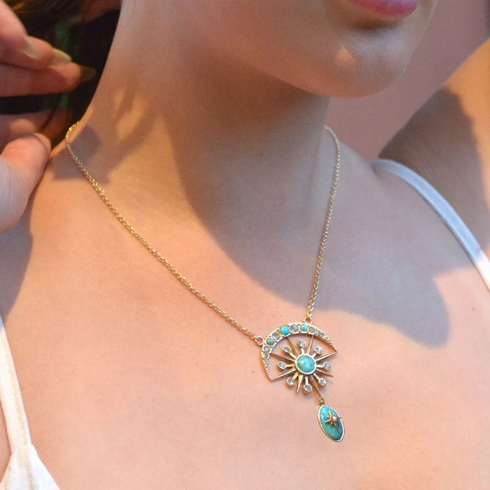 Celestial Blue Turquoise Golden Drop Necklace sold by Barse product image thumbnail 2