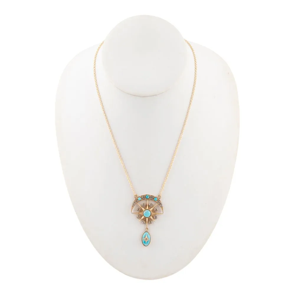 Celestial Blue Turquoise Golden Drop Necklace sold by Barse product image thumbnail 4