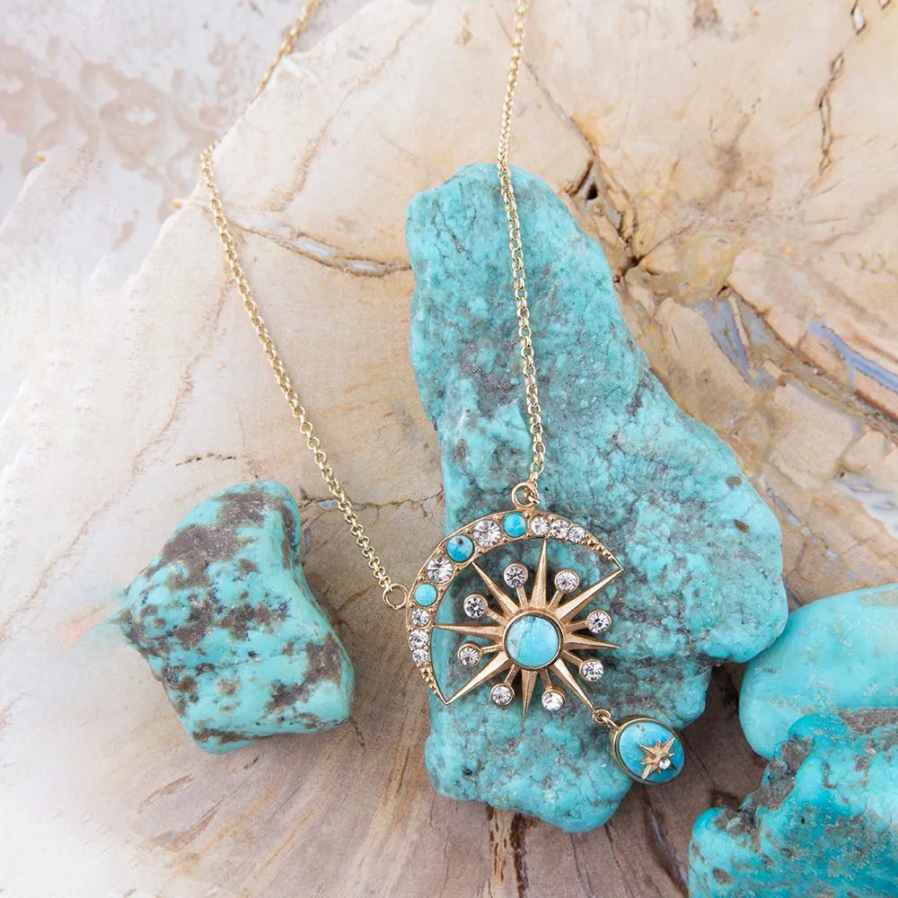 Celestial Blue Turquoise Golden Drop Necklace sold by Barse product image thumbnail 3