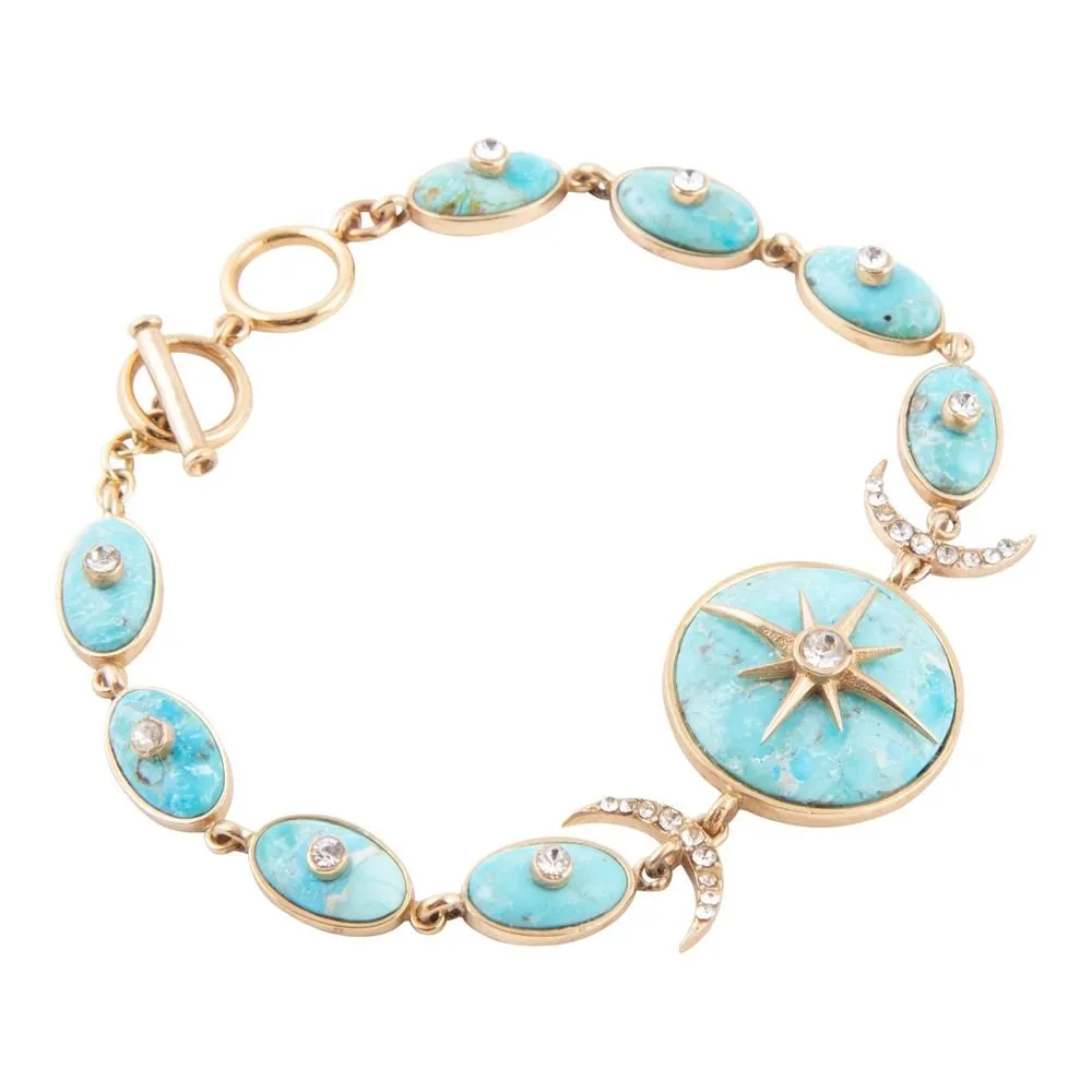 Celestial Blue Turquoise Golden Link Bracelet sold by Barse product image thumbnail 4