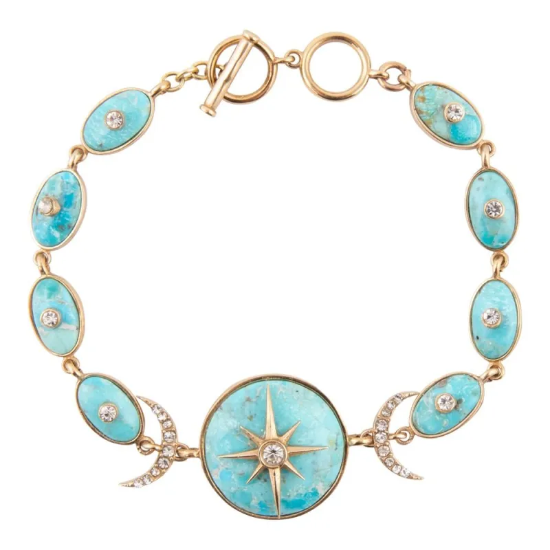 Celestial Blue Turquoise Golden Link Bracelet sold by Barse