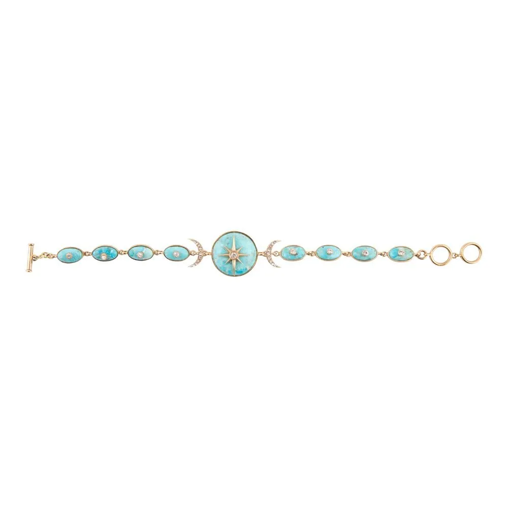 Celestial Blue Turquoise Golden Link Bracelet sold by Barse product image thumbnail 5