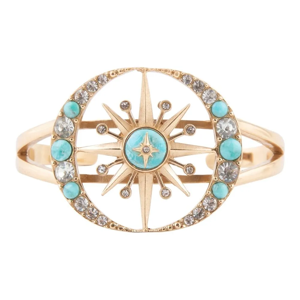 Celestial Blue Turquoise Golden Cuff Bracelet sold by Barse product image thumbnail 4