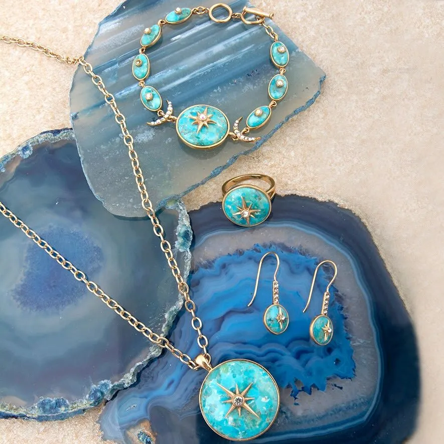 Celestial Blue Turquoise Golden Drop Earrings sold by Barse product image thumbnail 5