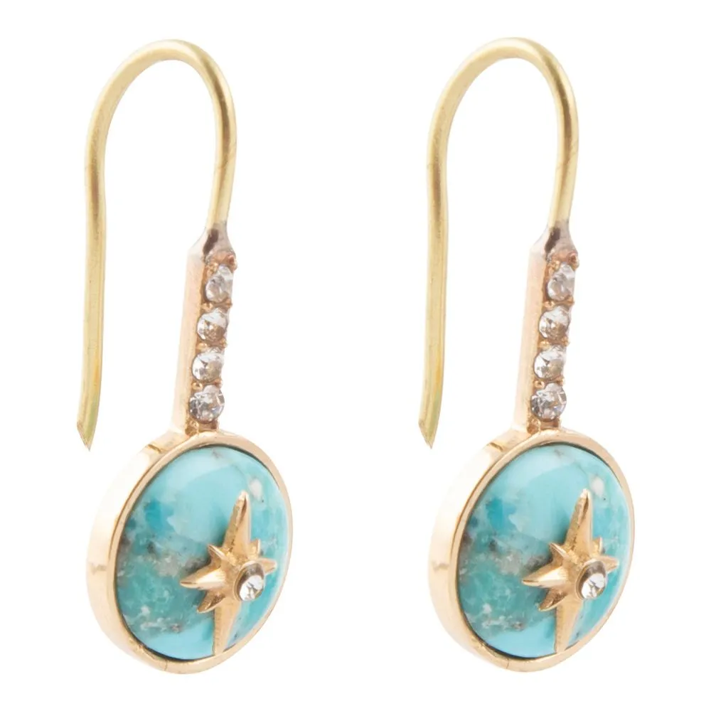 Celestial Blue Turquoise Golden Drop Earrings sold by Barse product image thumbnail 4