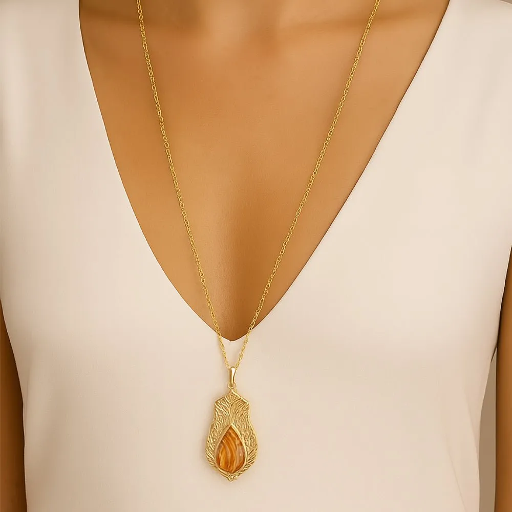 Winged Orange Copper Opal Golden Pendant Necklace sold by Barse product image thumbnail 2