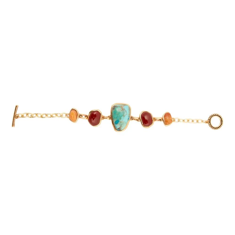 Santa Fe Blue Turquoise Golden Link Bracelet sold by Barse product image thumbnail 4
