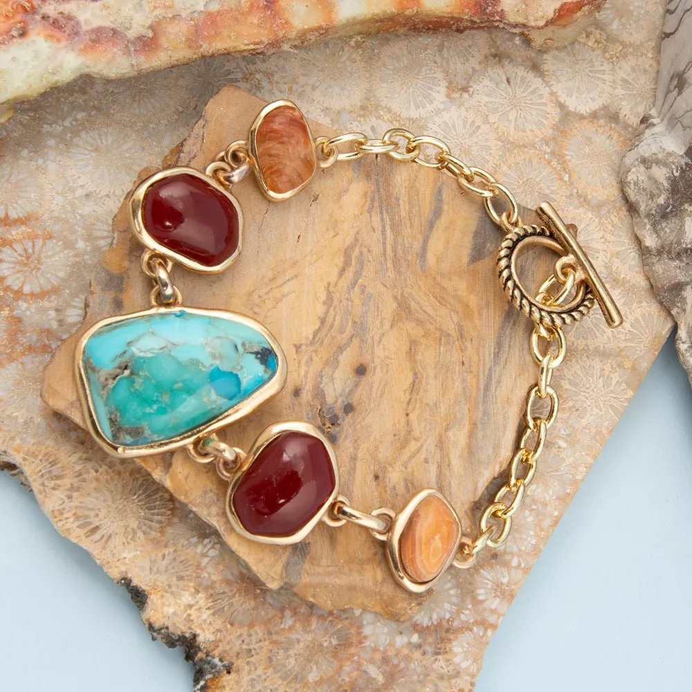 Santa Fe Blue Turquoise Golden Link Bracelet sold by Barse product image thumbnail 3