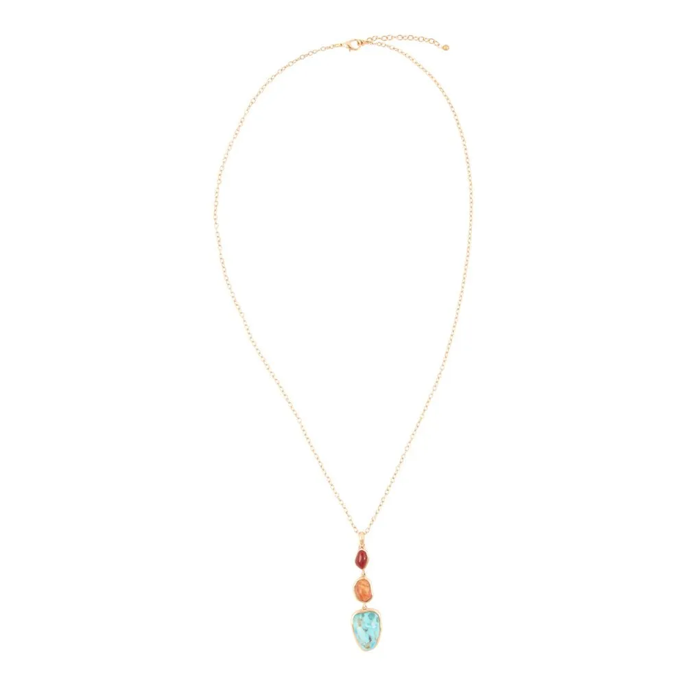 Santa Fe Blue Turquoise Golden Pendant Necklace sold by Barse product image thumbnail 3