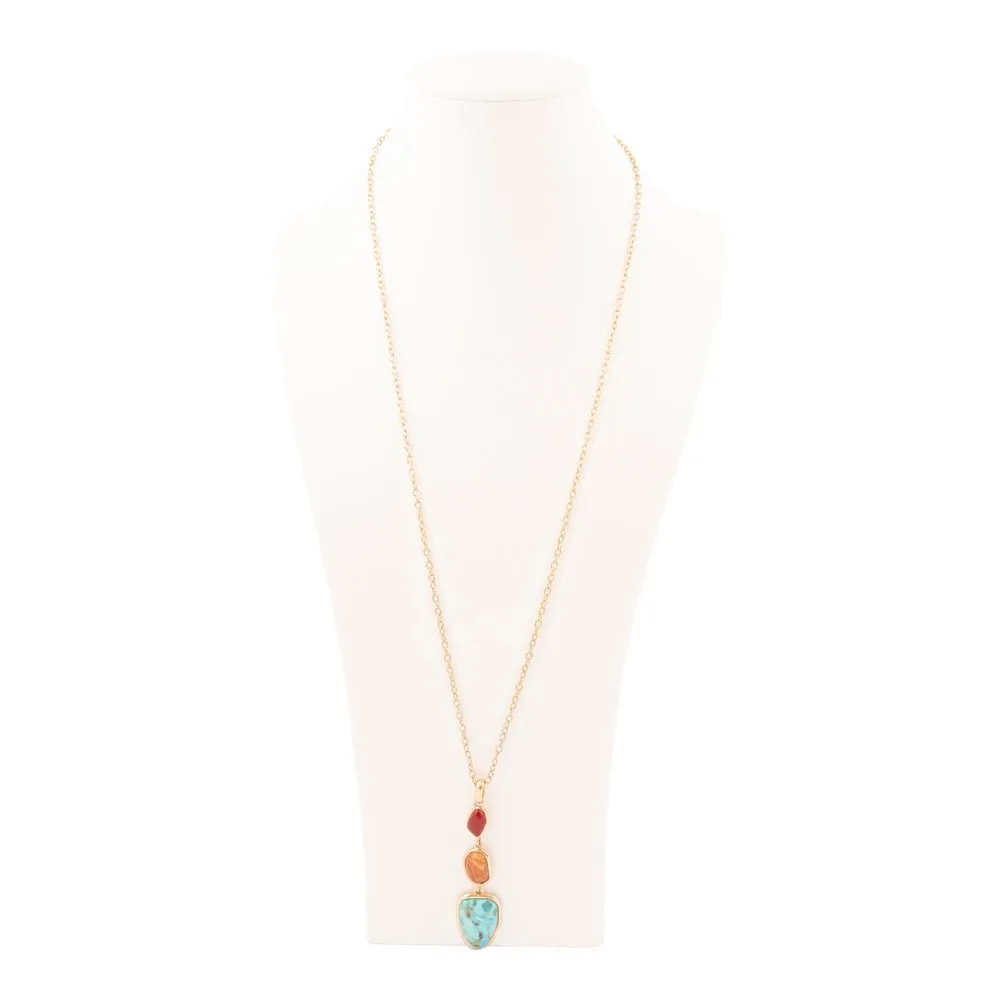 Santa Fe Blue Turquoise Golden Pendant Necklace sold by Barse product image thumbnail 5