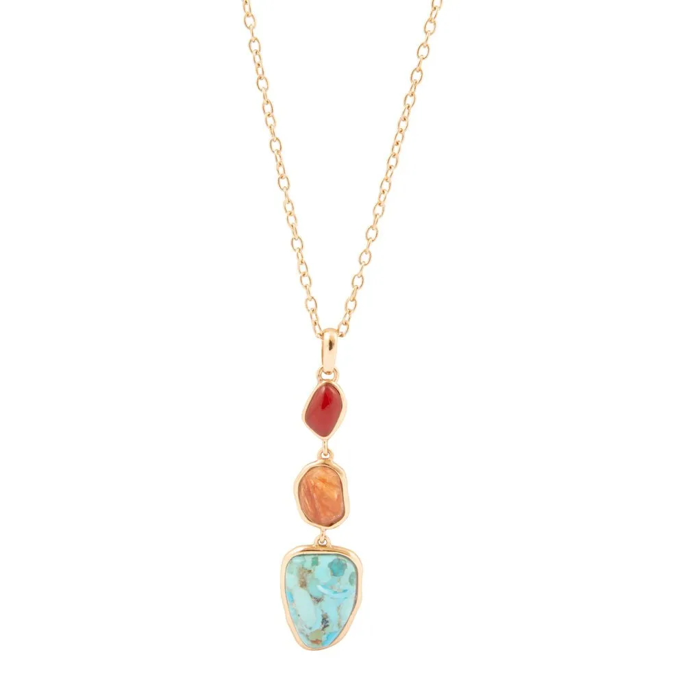 Santa Fe Blue Turquoise Golden Pendant Necklace sold by Barse