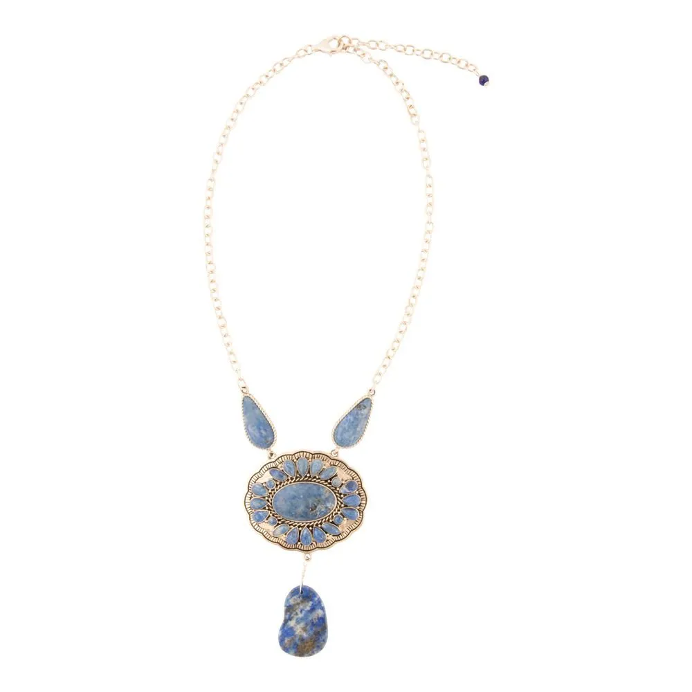 Denim Blue Lapis Sterling Silver Concho Drop Necklace sold by Barse product image thumbnail 3