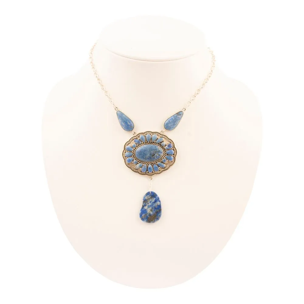 Denim Blue Lapis Sterling Silver Concho Drop Necklace sold by Barse product image thumbnail 5