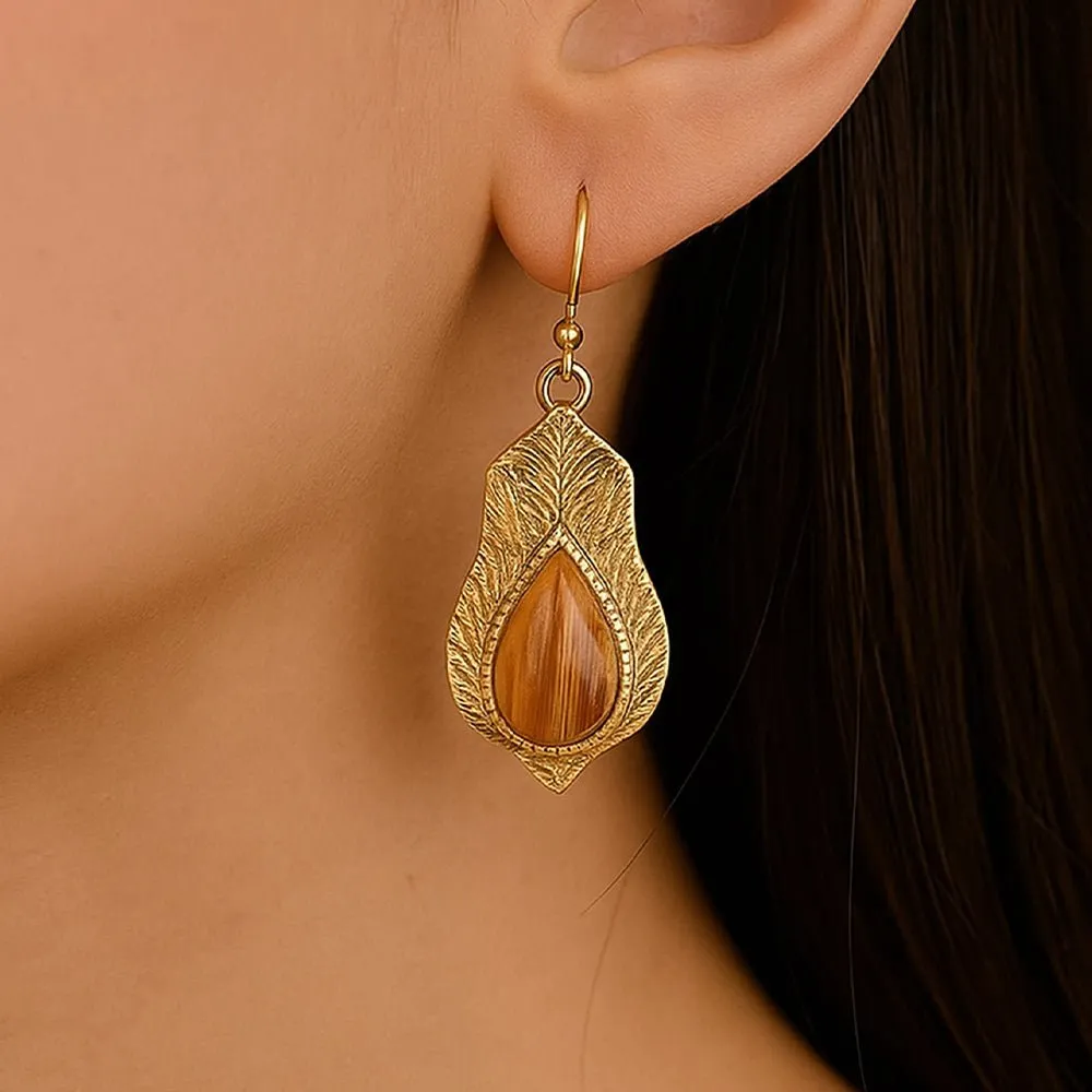Winged Copper Opal Golden Drop Earrings sold by Barse product image thumbnail 2