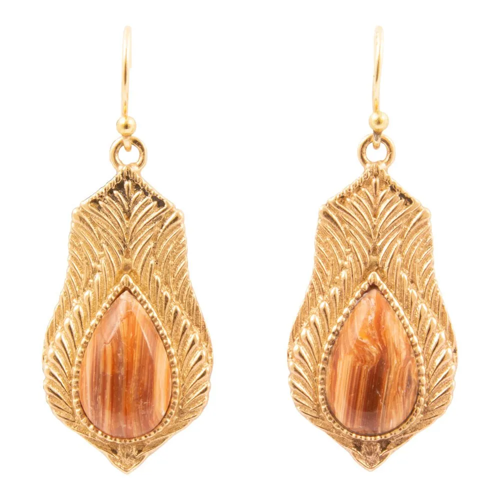 Winged Copper Opal Golden Drop Earrings sold by Barse