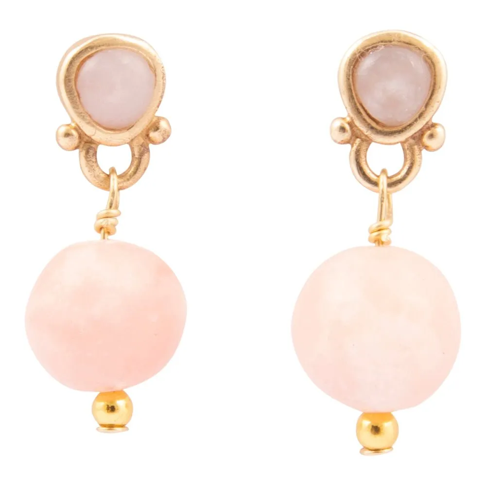 Pink Opal Golden Drop Post Earrings sold by Barse
